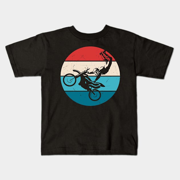 Freestyle Motorcyclist Retro Kids T-Shirt by Foxxy Merch